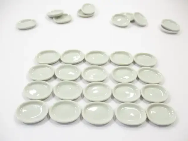 Mini White Oval Plate Dish 17x23mm Dollhouse Miniatures Ceramic Supply - Image 2