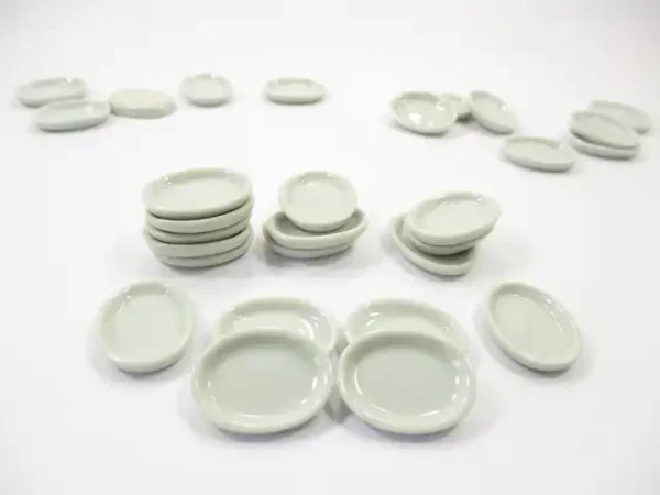 Mini White Oval Plate Dish 17x23mm Dollhouse Miniatures Ceramic Supply - Image 4