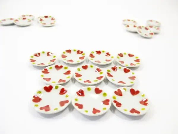 10x20mm Red Heart Paint Plate Dish Dollhouse Miniature Ceramic Supply 12819 - Image 2