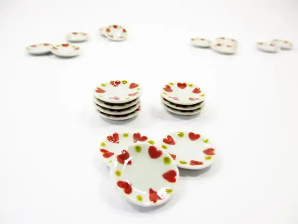 10x20mm Red Heart Paint Plate Dish Dollhouse Miniature Ceramic Supply 12819 - Image 3