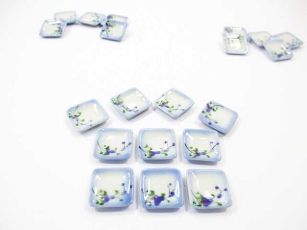 15x15mm Orchid Flower 10 Square Plate Dish Dollhouse Miniature Ceramic 12823