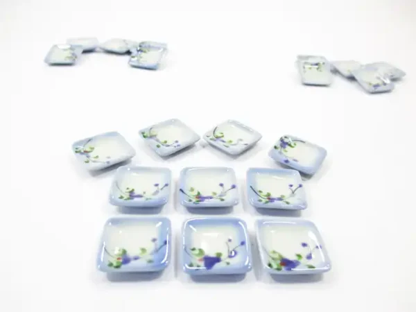 15x15mm Orchid Flower 10 Square Plate Dish Dollhouse Miniature Ceramic 12823 - Image 2