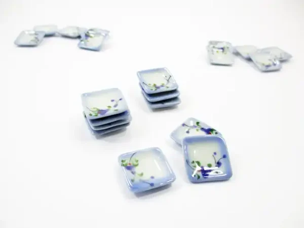 15x15mm Orchid Flower 10 Square Plate Dish Dollhouse Miniature Ceramic 12823 - Image 3