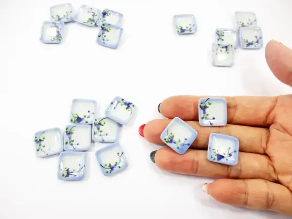 15x15mm Orchid Flower 10 Square Plate Dish Dollhouse Miniature Ceramic 12823 - Image 5