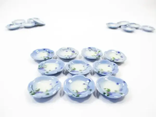 10x20mm Orchid Flower Paint Scallop Plate Dish Dollhouse Miniature Ceramic 12946 - Image 2