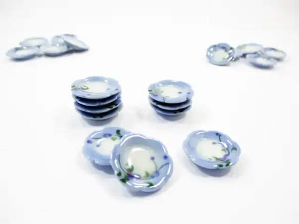 10x20mm Orchid Flower Paint Scallop Plate Dish Dollhouse Miniature Ceramic 12946 - Image 3