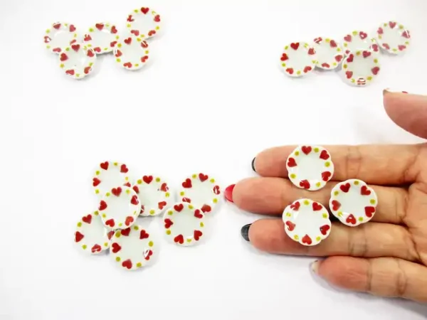 10x20mm Red Heart Paint Scallop Plate Dish Dolls House Miniature Ceramic 12947 - Image 5
