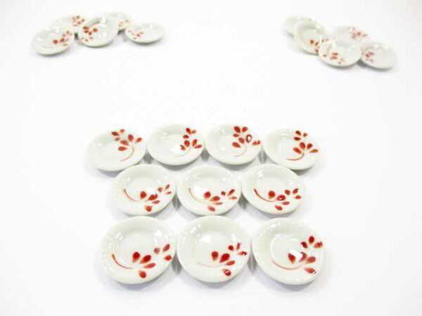 10x20mm Red Paint Plate Dish Dollhouse Miniature Ceramic Kitchenware 12958