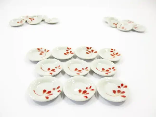 10x20mm Red Paint Plate Dish Dollhouse Miniature Ceramic Kitchenware 12958 - Image 2