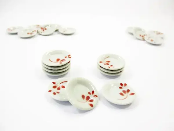 10x20mm Red Paint Plate Dish Dollhouse Miniature Ceramic Kitchenware 12958 - Image 3
