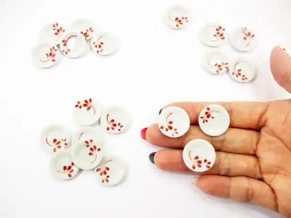 10x20mm Red Paint Plate Dish Dollhouse Miniature Ceramic Kitchenware 12958 - Image 5
