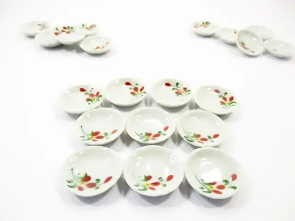10x25mm Red Orchid Flower Paint Plate Dish Dollhouse Miniature Ceramic 12975 - Image 2