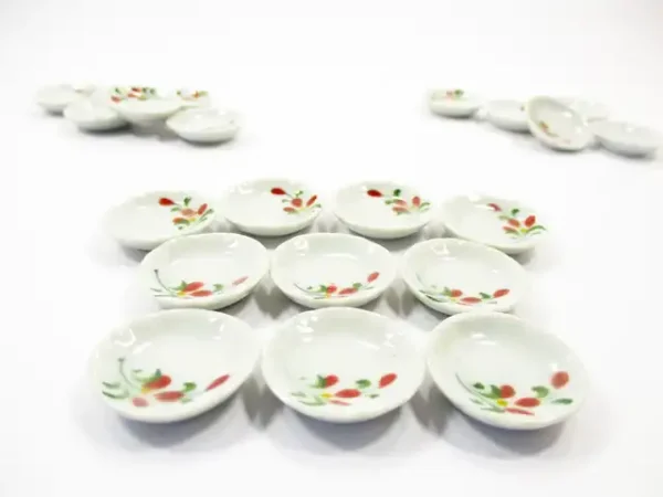 10x25mm Red Orchid Flower Paint Plate Dish Dollhouse Miniature Ceramic 12975 - Image 3