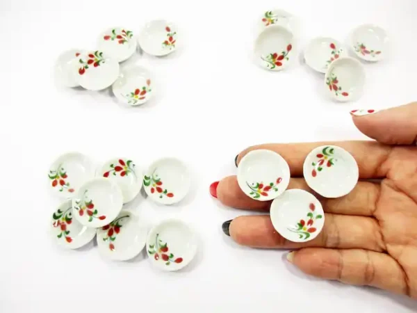 10x25mm Red Orchid Flower Paint Plate Dish Dollhouse Miniature Ceramic 12975 - Image 5