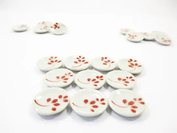 10x20mm Red Paint Plate Dish Dollhouse Miniature Ceramic Kitchenware 13207 - Image 2