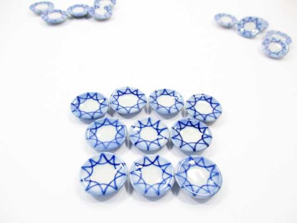 10x15mm Blue Rim Paint Plate Dish Handmade Dollhouse Miniatures Ceramic 13215