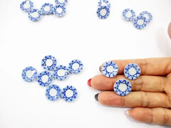 10x15mm Blue Rim Paint Plate Dish Handmade Dollhouse Miniatures Ceramic 13215 - Image 5