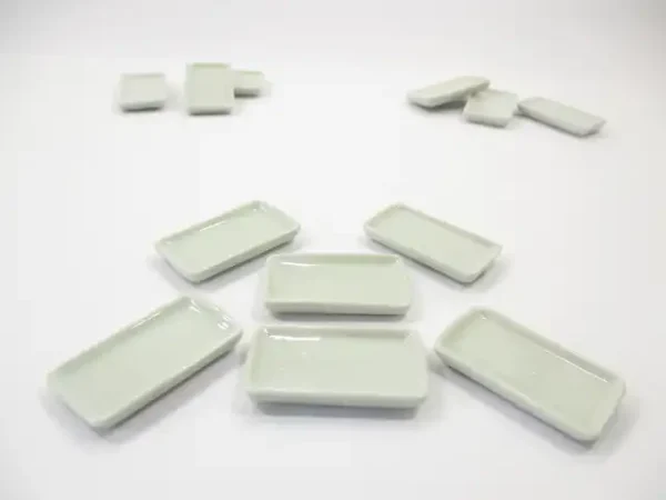 17x30mm White Rectangle Large Plate Dish Dollhouse Miniatures Ceramic - Image 2