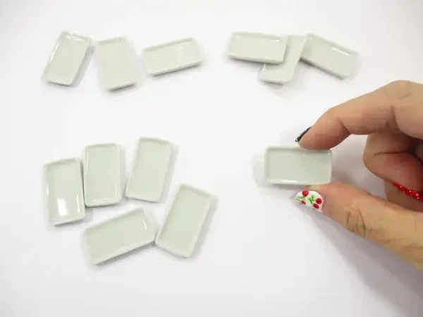 17x30mm White Rectangle Large Plate Dish Dollhouse Miniatures Ceramic - Image 4