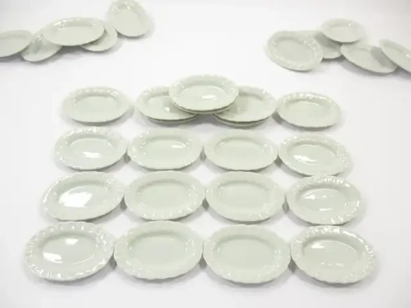 25x35mm Of White Oval Plate Dish Dollhouse Miniatures Ceramic Supply - Image 2