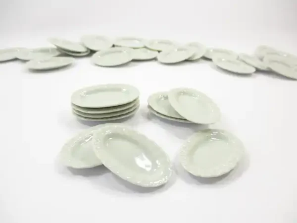 25x35mm Of White Oval Plate Dish Dollhouse Miniatures Ceramic Supply - Image 4
