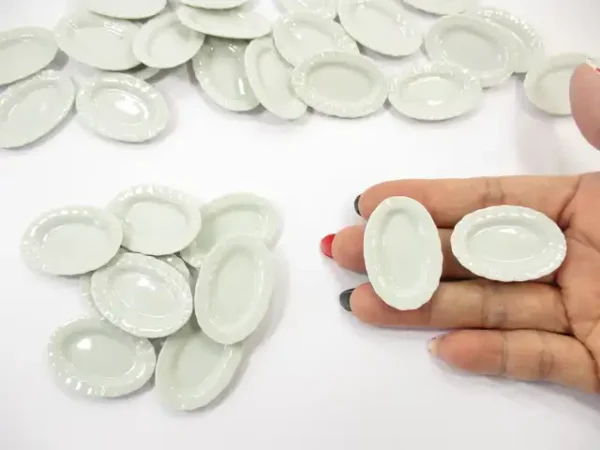 25x35mm Of White Oval Plate Dish Dollhouse Miniatures Ceramic Supply - Image 6