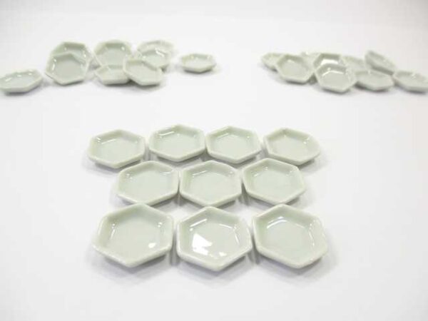 Mini White Hexagonal Plate Dish Dollhouse Miniature Kitchenware Ceramic