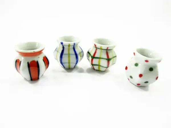 4 Hand paint Vases Dolls House Miniatures Ceramic Garden Flower Supply 13360 - Image 4