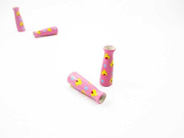 Dollhouse Ceramic Miniature 2 Vase Pink Paint Flower Plant Accessories 14859