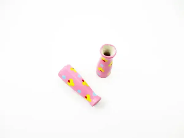 Dollhouse Ceramic Miniature 2 Vase Pink Paint Flower Plant Accessories 14859 - Image 2