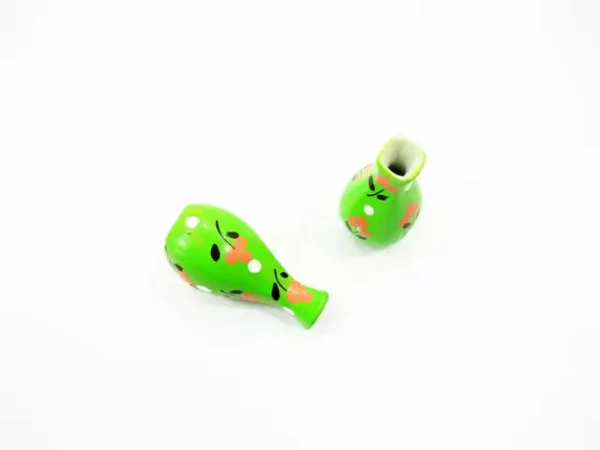 Dollhouse Ceramic Miniature 2 Vase Green Paint Flower Plant Accessories 14860 - Image 2