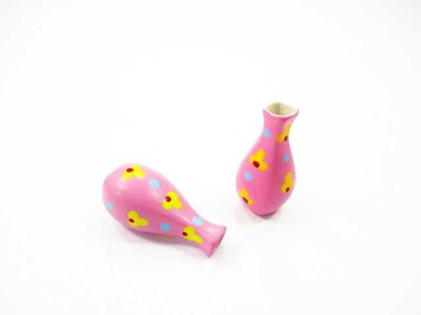 Dollhouse Ceramic Miniature 2 Vase Pink Paint Flower Plant Accessories 14862