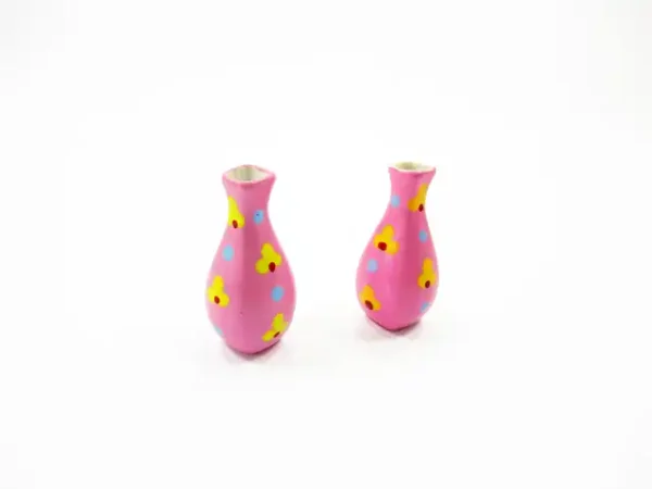 Dollhouse Ceramic Miniature 2 Vase Pink Paint Flower Plant Accessories 14862 - Image 3