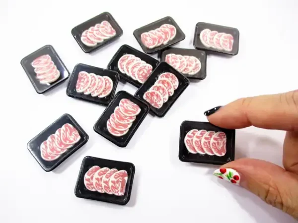 Dollhouse Miniature Food Slice Raw Steak Pork Meat Supermarket Food Pack 16717 - Image 6