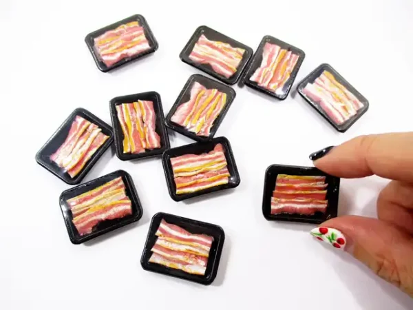 Dollhouse Miniature Food Raw Bacon Meat Supermarket Food Pack Tray 16719 - Image 6