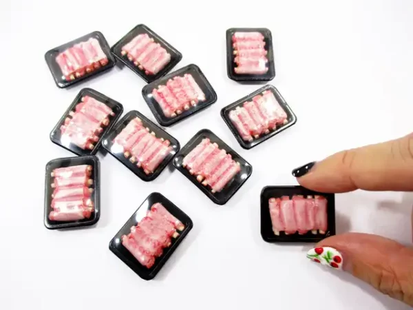 Dollhouse Miniature Food Raw Pork Ribs Meat Supermarket Food Pack Tray 16720 - Image 6