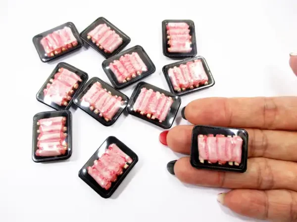 Dollhouse Miniature Food Raw Pork Ribs Meat Supermarket Food Pack Tray 16720 - Image 7