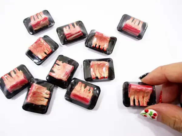 Dollhouse Miniature Food Raw Ribs Pork Meat Supermarket Food Pack Tray 16721 - Image 6