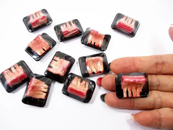 Dollhouse Miniature Food Raw Ribs Pork Meat Supermarket Food Pack Tray 16721 - Image 7