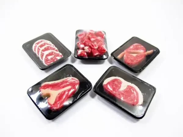 Dollhouse Miniature Food 5 Raw Steak Beef Meat Supermarket Food Pack 16722 - Image 2