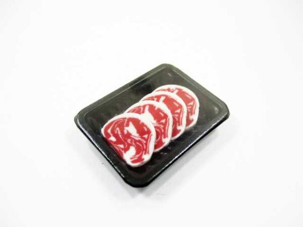 Dollhouse Miniature Food Slice Raw Steak Beef Meat Supermarket Food Pack 16727