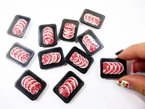 Dollhouse Miniature Food Slice Raw Steak Beef Meat Supermarket Food Pack 16727 - Image 6