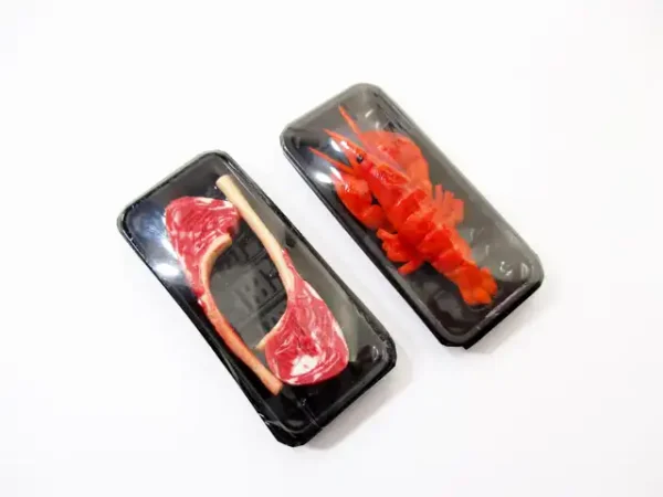 Dollhouse Miniature Food 2 Lobster Raw Tomahawk Meat Tray Supermarket Pack 16733 - Image 3