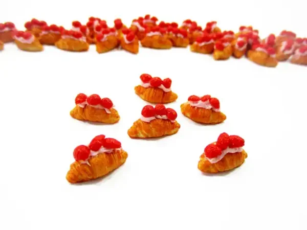Dollhouse Food Lot 6 Strawberry Cream Croissant Miniature Bakery Bread 17030 - Image 2