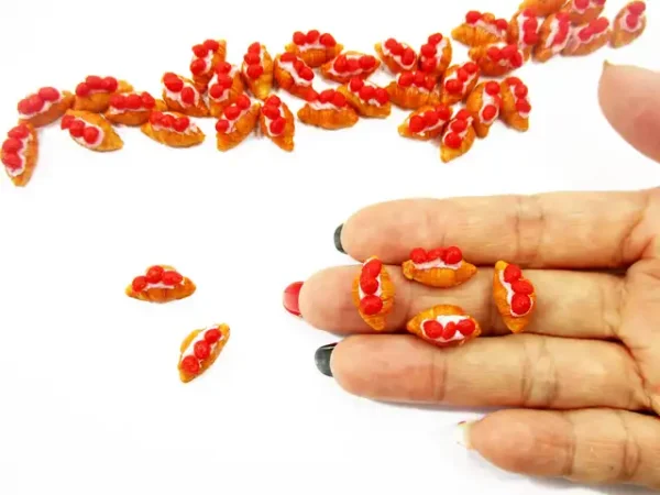 Dollhouse Food Lot 6 Strawberry Cream Croissant Miniature Bakery Bread 17030 - Image 5