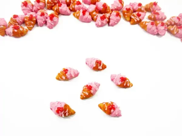 Dollhouse Food Lot 6 Strawberry Croissant 1:12 Miniature Bakery Bread 17031 - Image 3