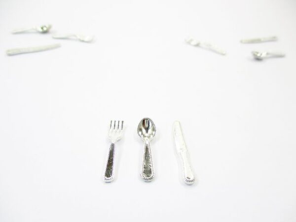 Metal Sliver Flatware Dollhouse Miniature Accessories Spoon Fork Knife