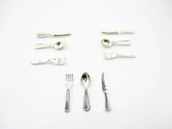 Metal Sliver Flatware Dollhouse Miniature Accessories Spoon Fork Knife - Image 3