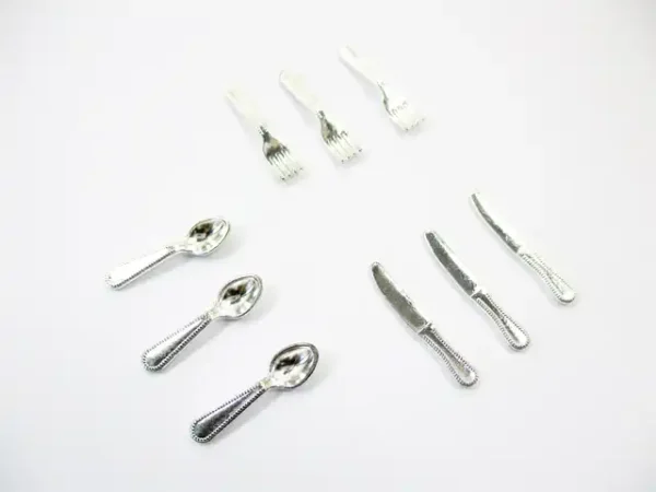 Metal Sliver Flatware Dollhouse Miniature Accessories Spoon Fork Knife - Image 4