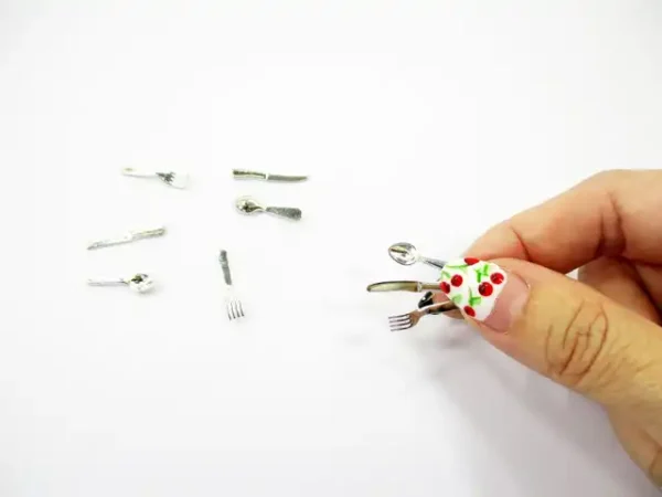 Metal Sliver Flatware Dollhouse Miniature Accessories Spoon Fork Knife - Image 5